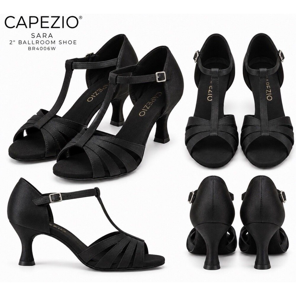 Capezio Sara BR4006W Women’s 5.5M Black Satin 2” Ballroom Dance Shoes NEW